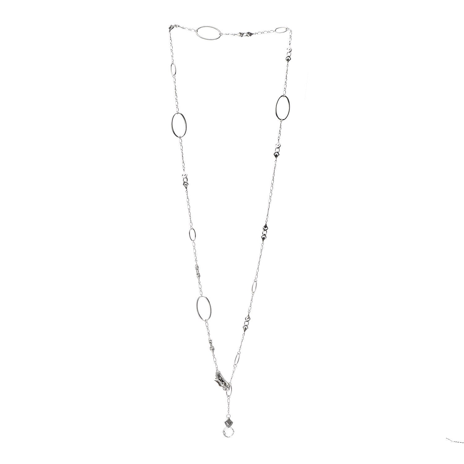 John Hardy Sterling Silver White Topaz Sapphire Legends Naga Lariat Necklace 3 of 5