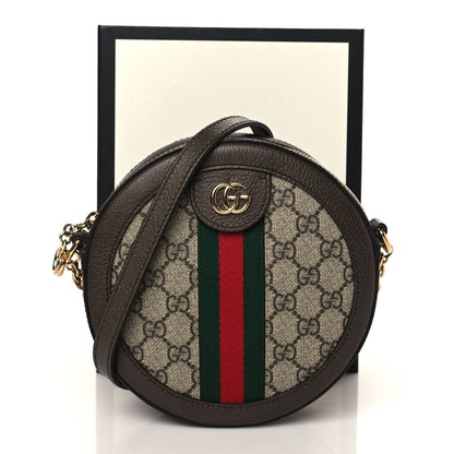 Gucci GG Supreme Monogram Web Mini Ophidia Round Shoulder Bag Brown 12 of 12