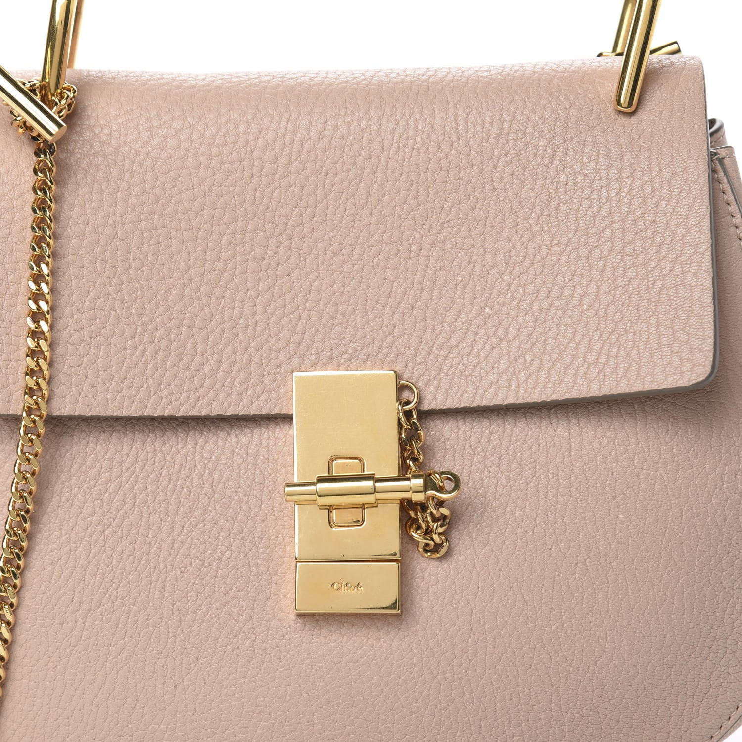 Chloe Grained Lambskin Drew Shoulder Bag Cement Pink 12 of 14