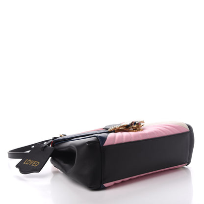 Gucci Calfskin Bamboo Trapuntata Queen Margaret Top Handle Bag Blue Agata Hibiscus Red Mystic White Sugar Pink 4 of 7