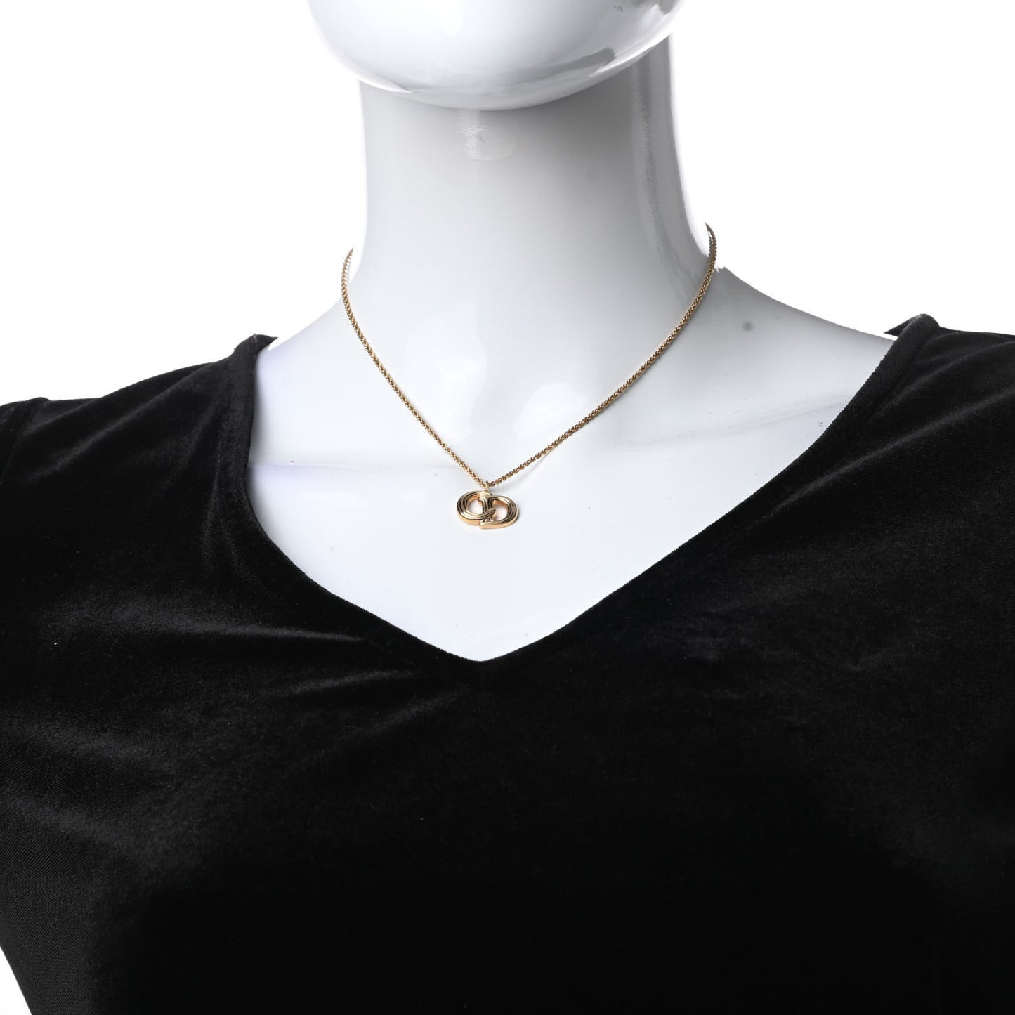 Metal CD Logo Necklace Gold