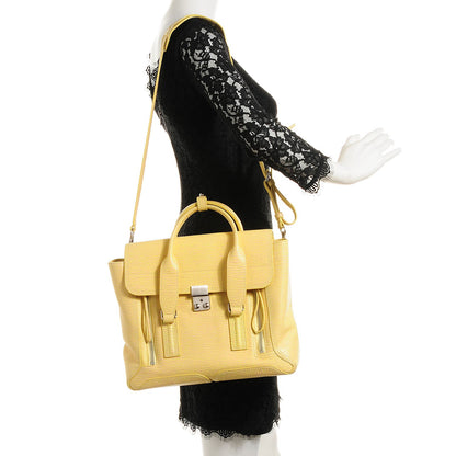 3.1 Phillip Lim 3.1 Textured Calfskin Medium Pashli Satchel Pollen Buff 2 of 12