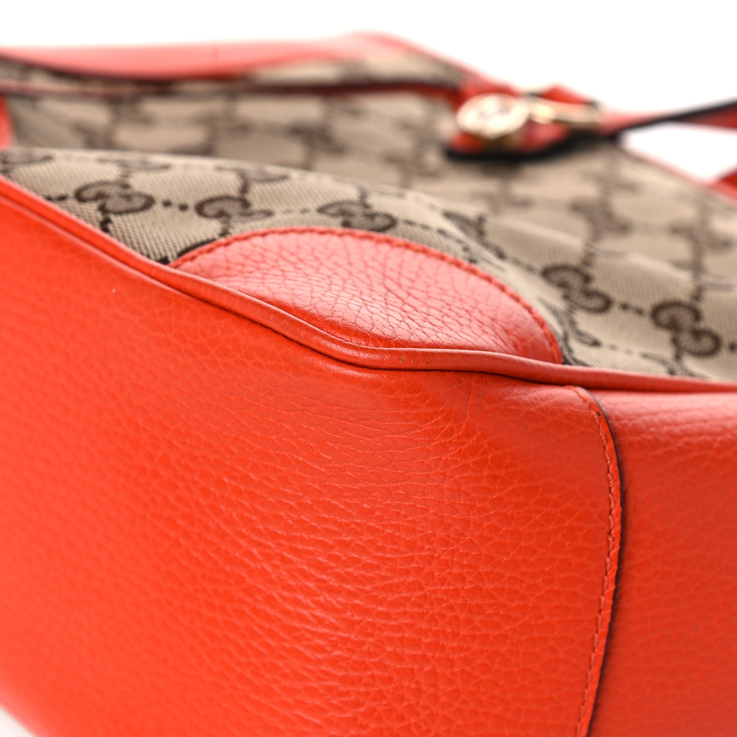 Monogram Dollar Calfskin Small Bree Tote Beige Ebony Sun Orange
