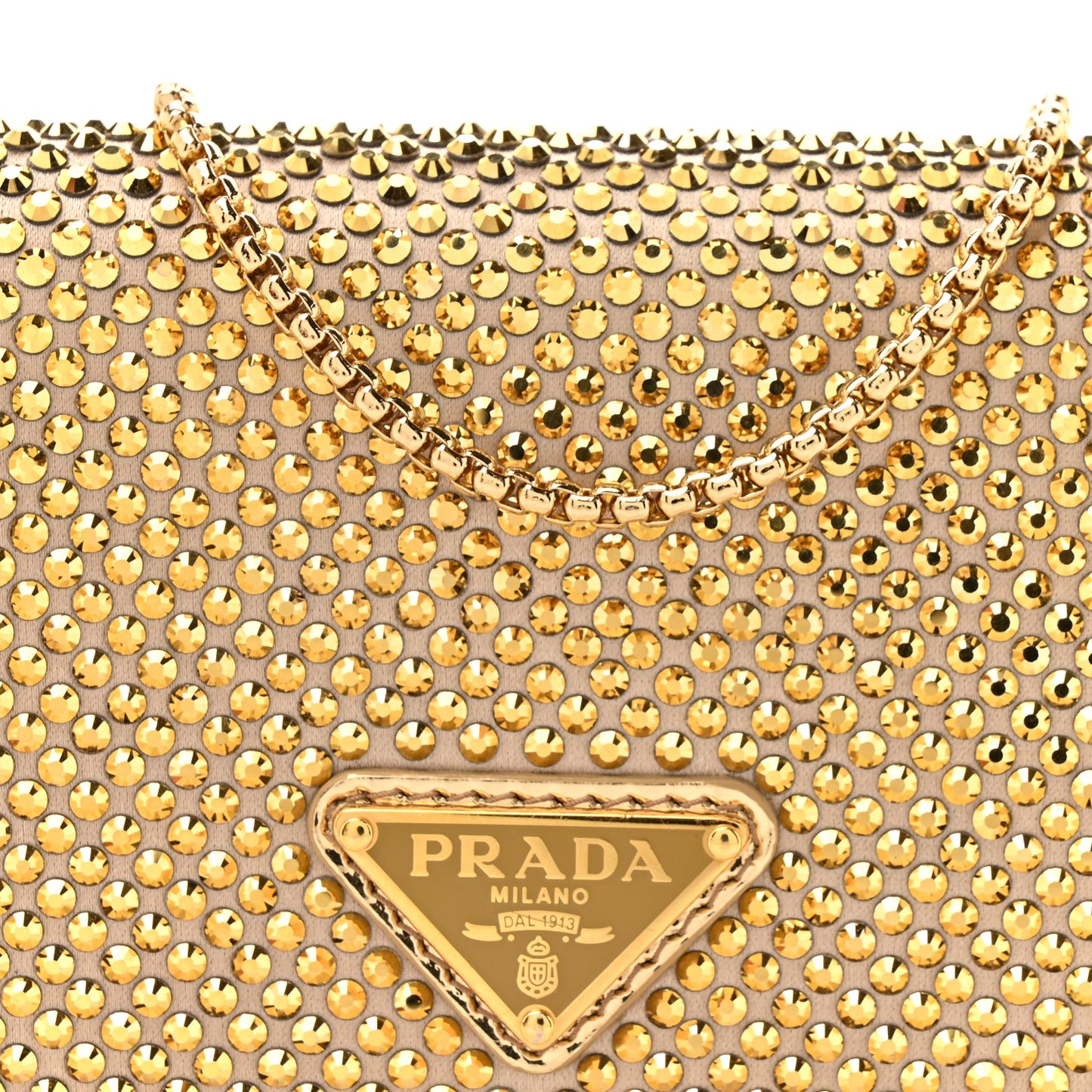 Satin Crystal Metal Triangle Logo Card Holder With Strap Platino