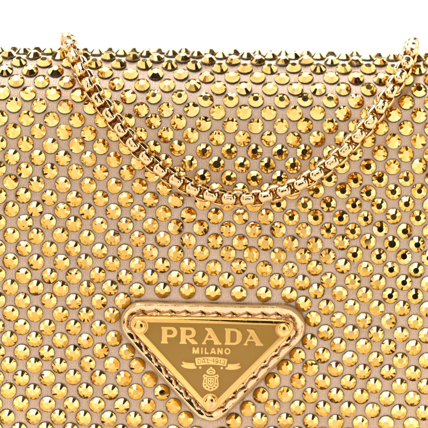 Prada Satin Crystal Metal Triangle Logo Card Holder With Strap Platino 8 of 14
