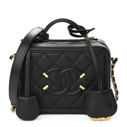 Chanel Caviar Quilted Small CC Filigree Vanity Case Black 1 of 9