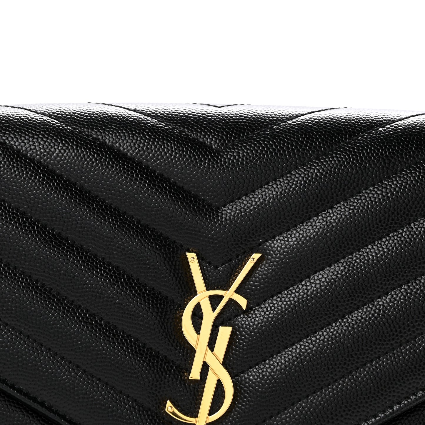 Grain De Poudre Matelasse Chevron Monogram Envelope Clutch Black