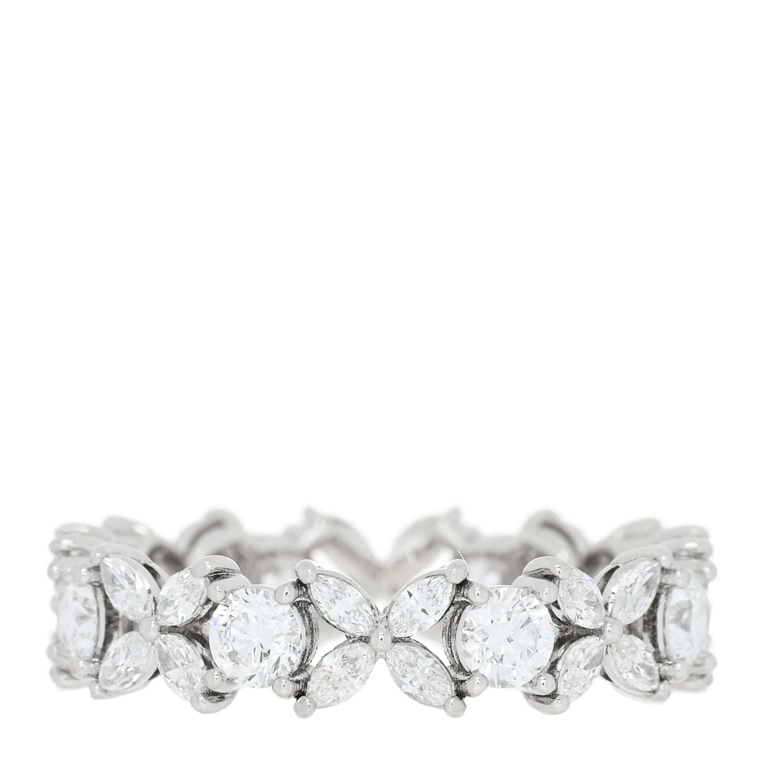 Tiffany Platinum Diamond Victoria Alternating Band Ring 54 6.75 1421879 ...