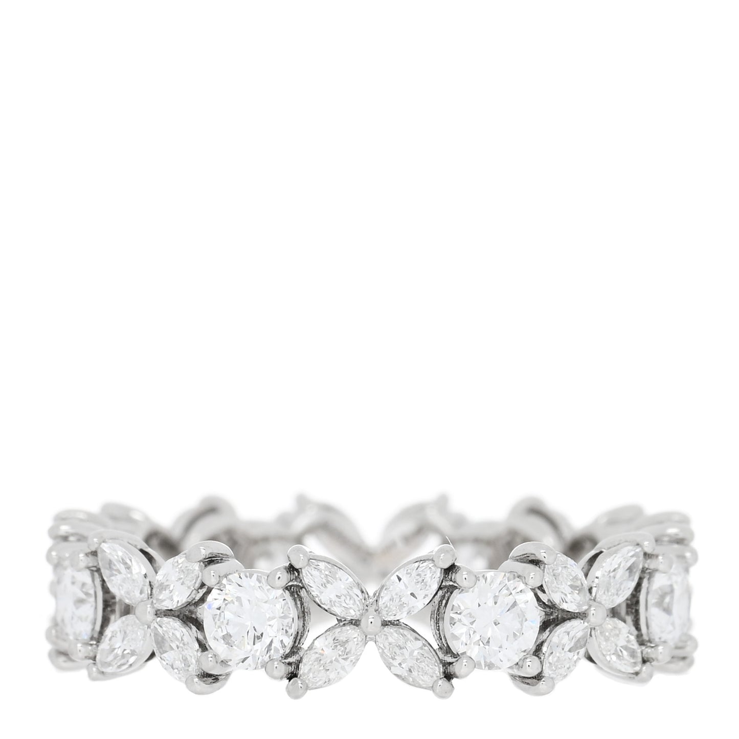 Platinum Diamond Victoria Alternating Band Ring 54 6.75