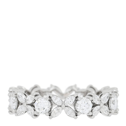 Tiffany Platinum Diamond Victoria Alternating Band Ring 54 6.75 1 of 5