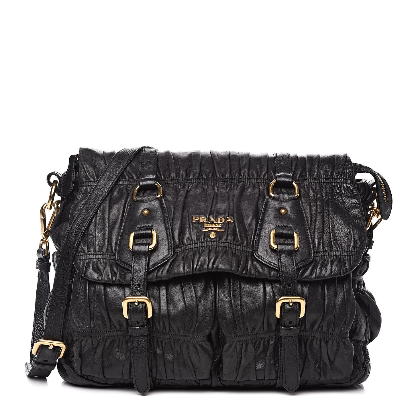 Nappa Gaufre Messenger Tote Black