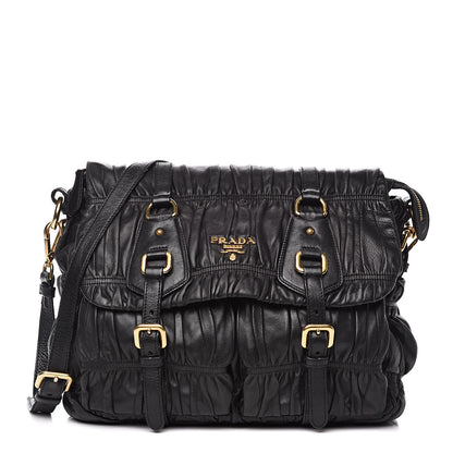 Prada Nappa Gaufre Messenger Tote Black 1 of 15