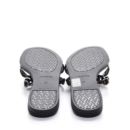 Hermes Rubber Chaine d'Ancre Rivage Sandals 37 Black 5 of 8