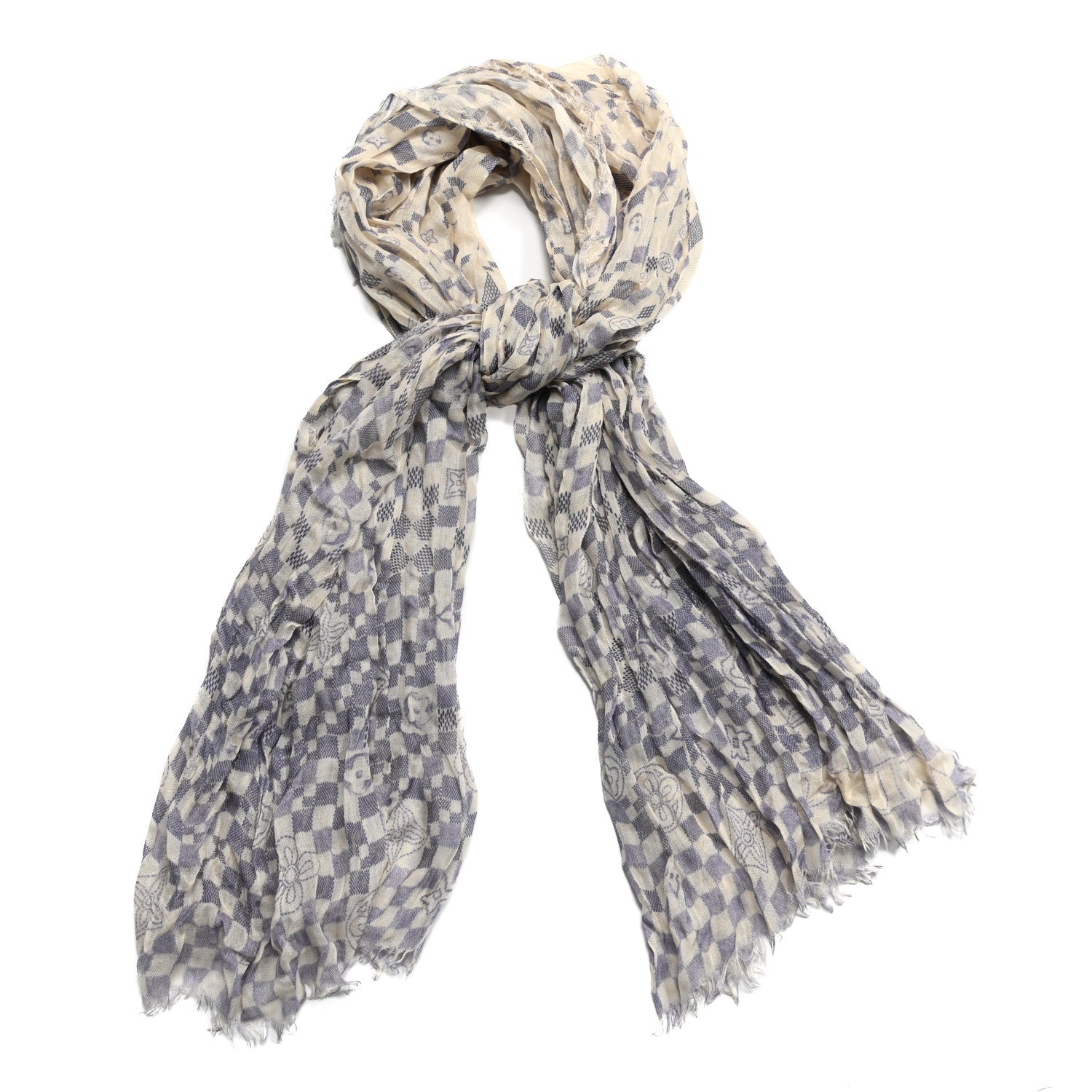 Louis Vuitton Cashmere Silk Damier Azur Scarf 1 of 4