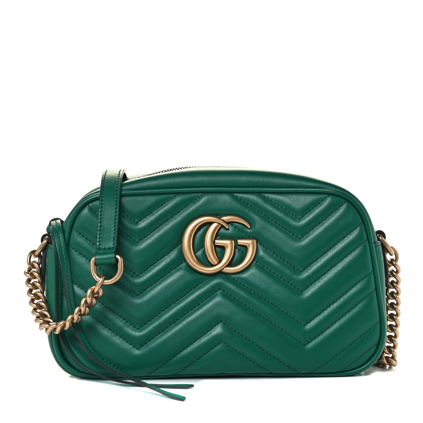Calfskin Matelasse Small GG Marmont Chain Shoulder Bag Emerald Green