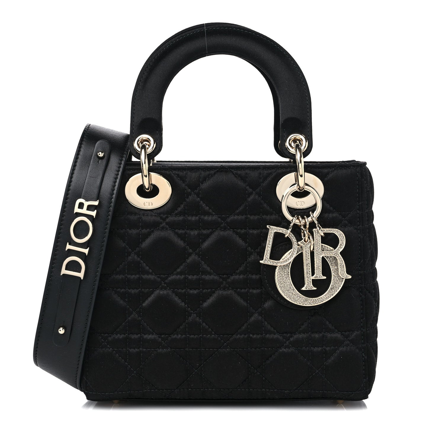 Satin Swarovski Crystal Cannage My ABC Lady Dior Black