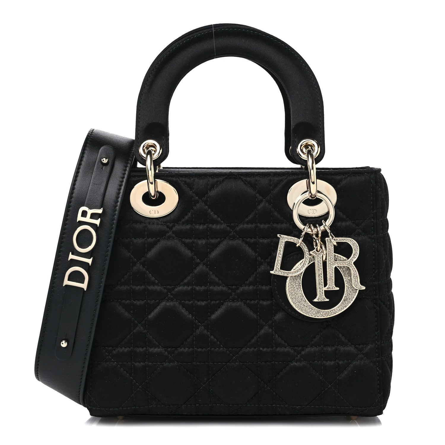 Christian Dior Satin Swarovski Crystal Cannage My ABC Lady Dior Black 1 of 8