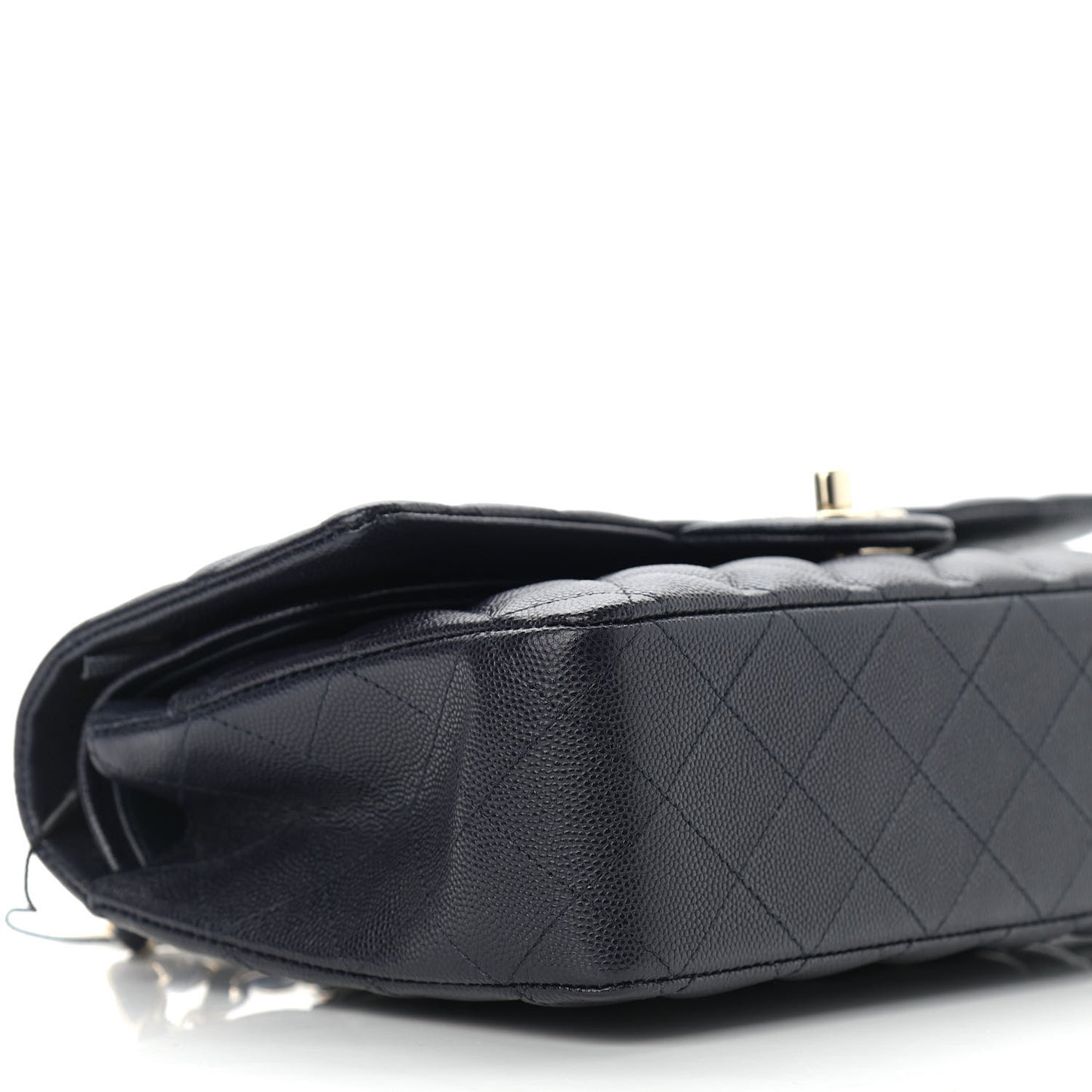 Caviar Quilted Medium Double Flap Navy