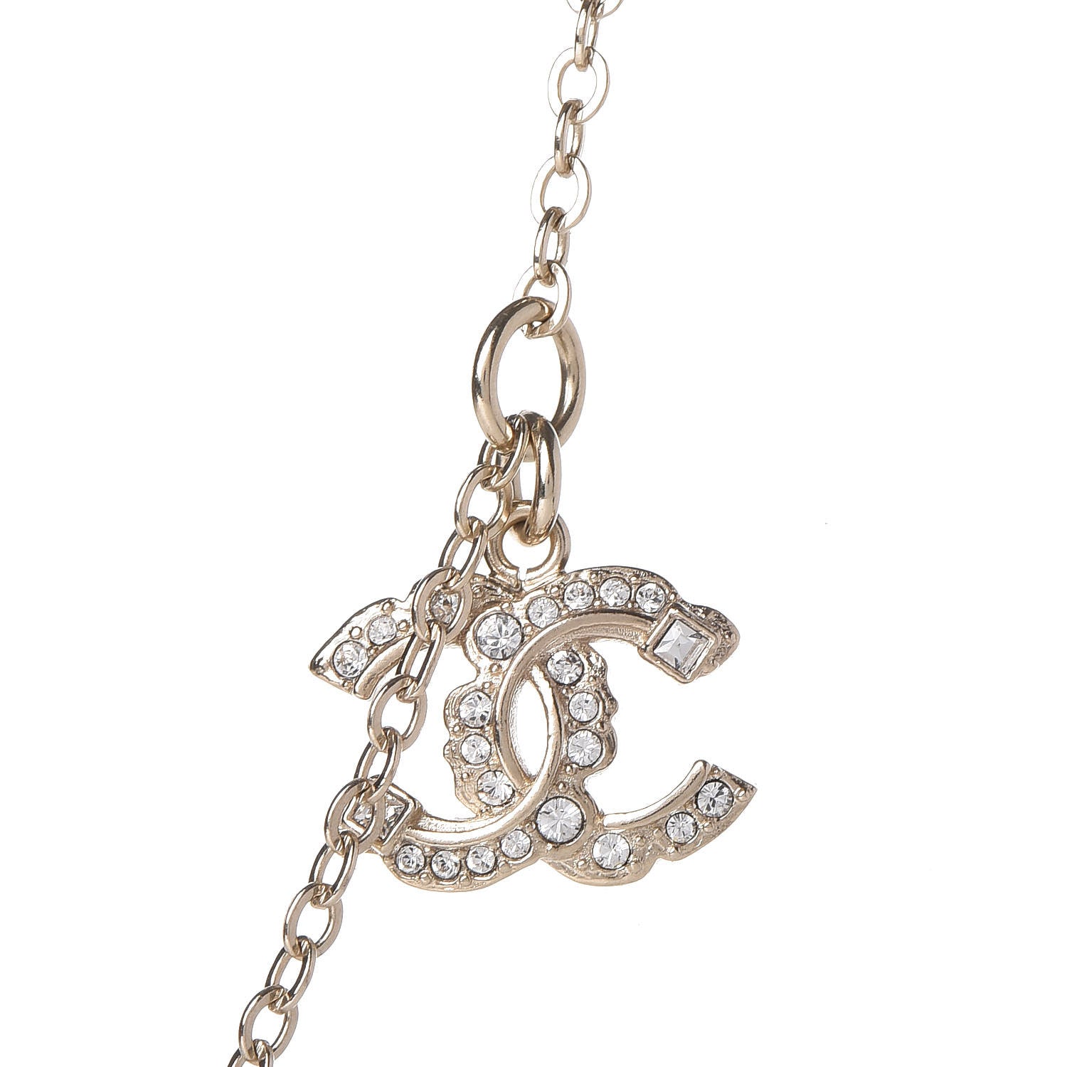 Chanel Crystal CC Necklace Light Gold 5 of 6
