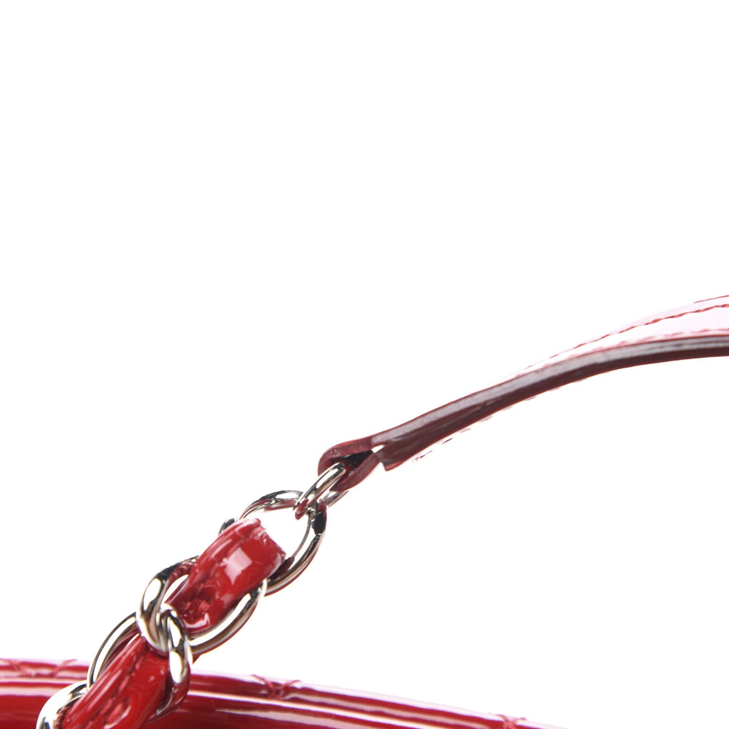 Patent Quilted Medium Just Mademoiselle Bowling Bag Red
