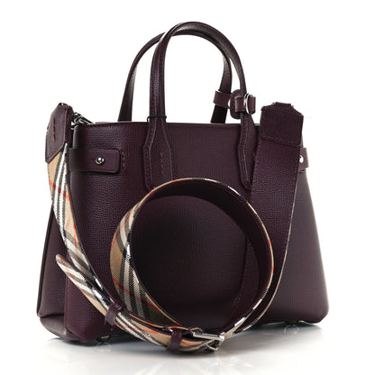 Burberry Derby Calfskin House Check Small Banner Tote Mahogany Red 3 of 11