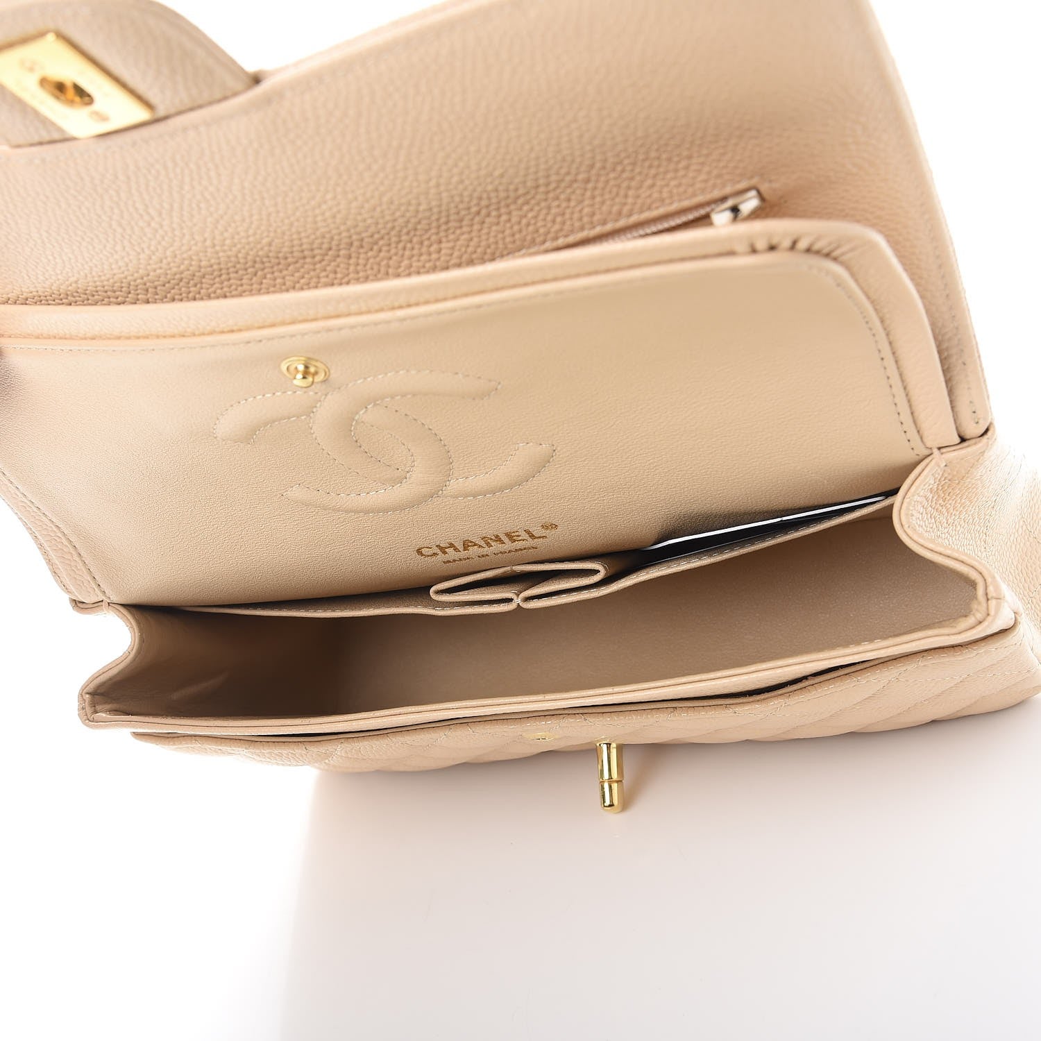 Chanel Caviar Quilted Medium Double Flap Beige Clair 5 of 8