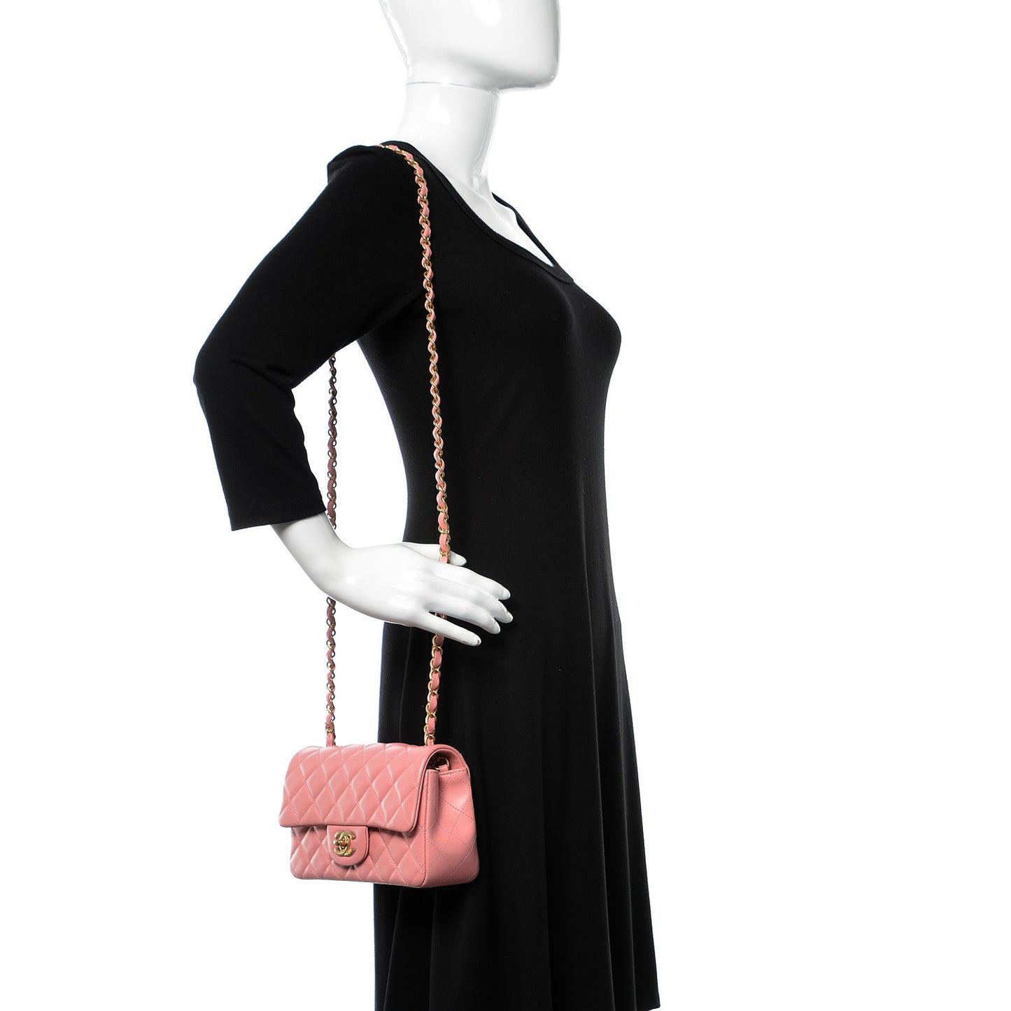 Lambskin Quilted Mini Rectangular Flap Pink