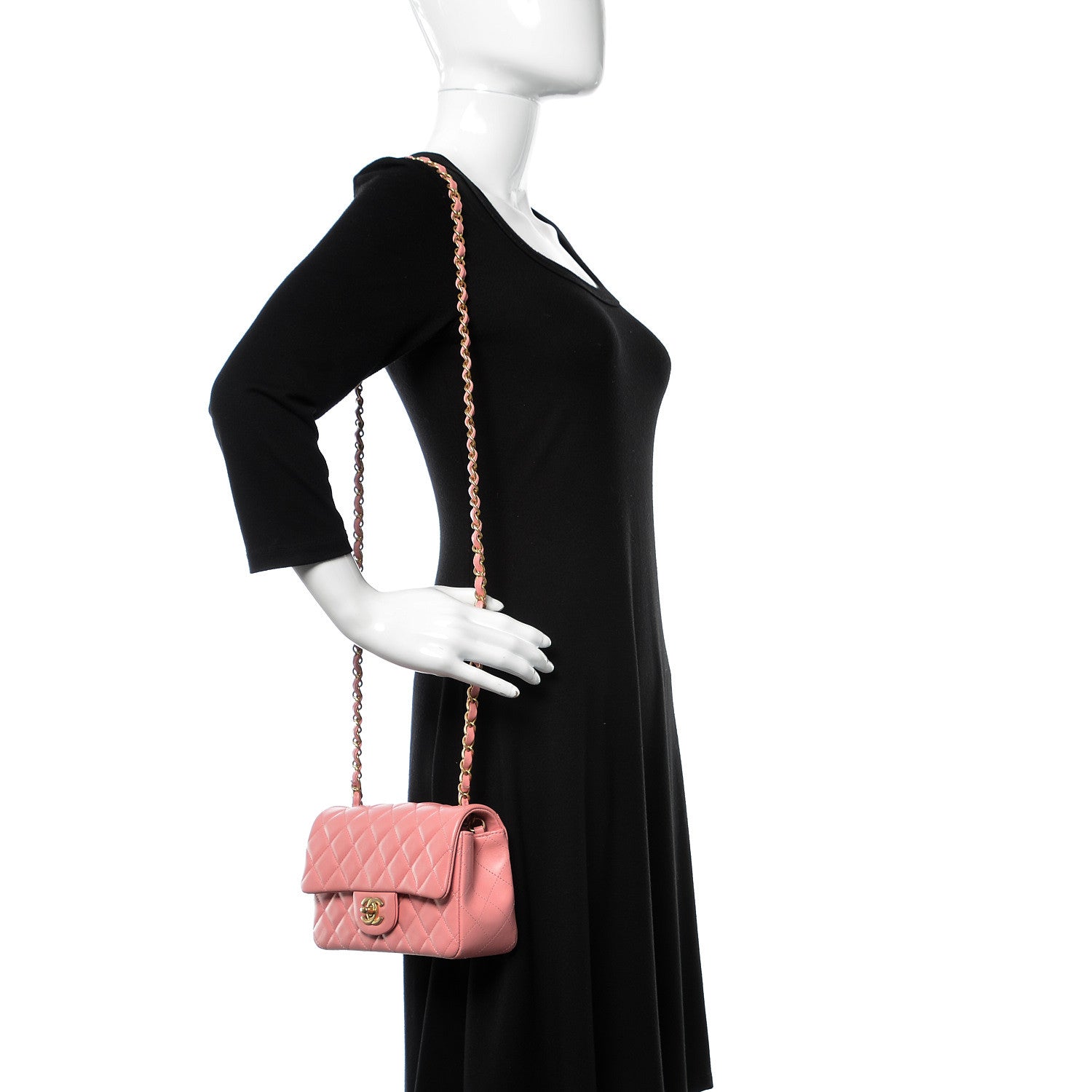 Chanel Lambskin Quilted Mini Rectangular Flap Pink 2 of 22