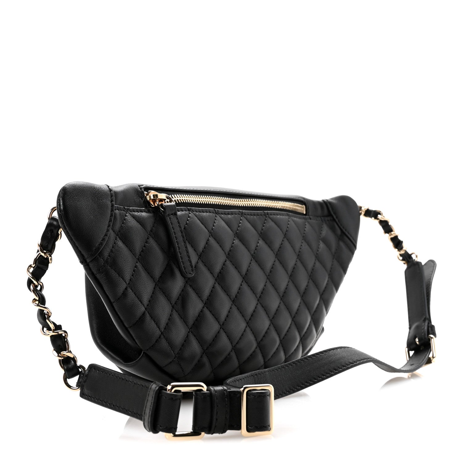 Chanel Lambskin Quilted Waist Bag Fanny Pack Black 3 of 11