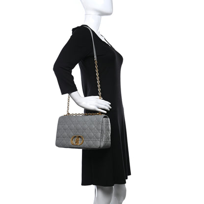 Christian Dior Lambskin Cannage Large Caro Bag Grey 2 of 9