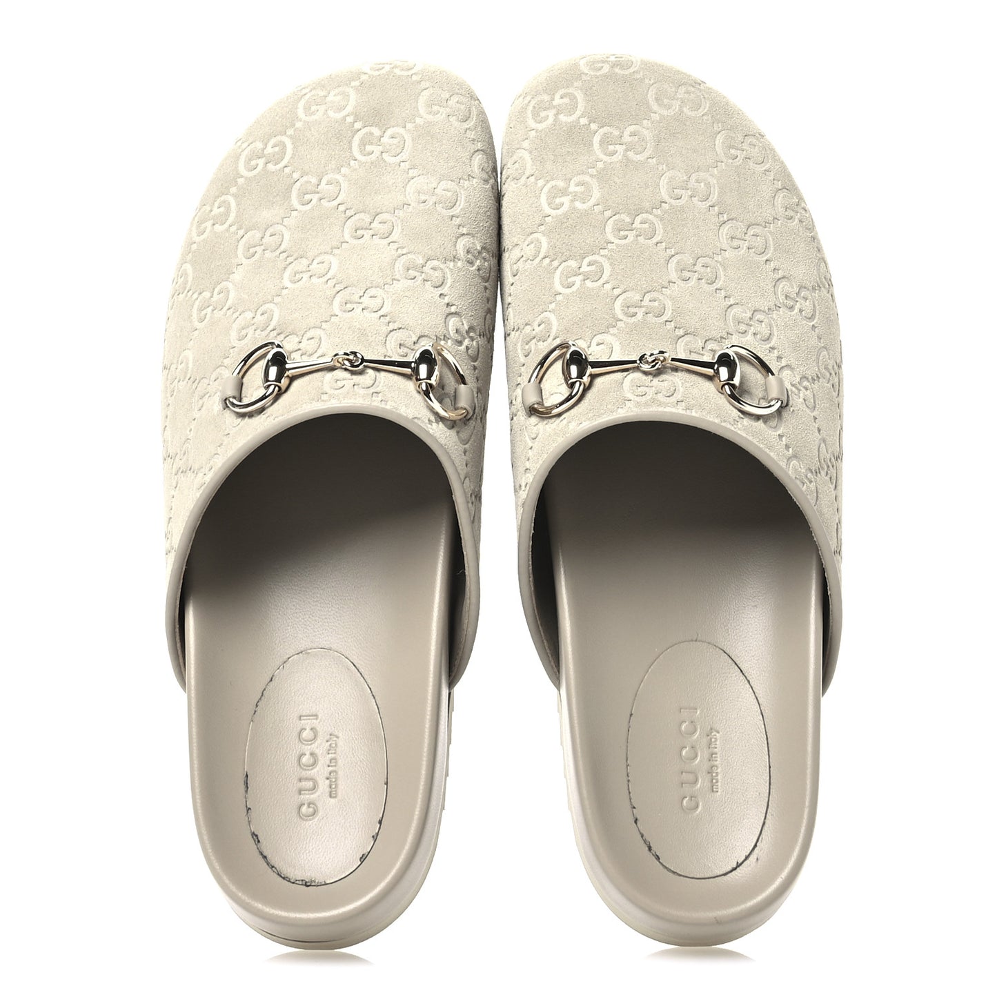 Luxury Suede Guccissima Miro Soft Womens Horsebit Slippers 39.5 Oatmeal