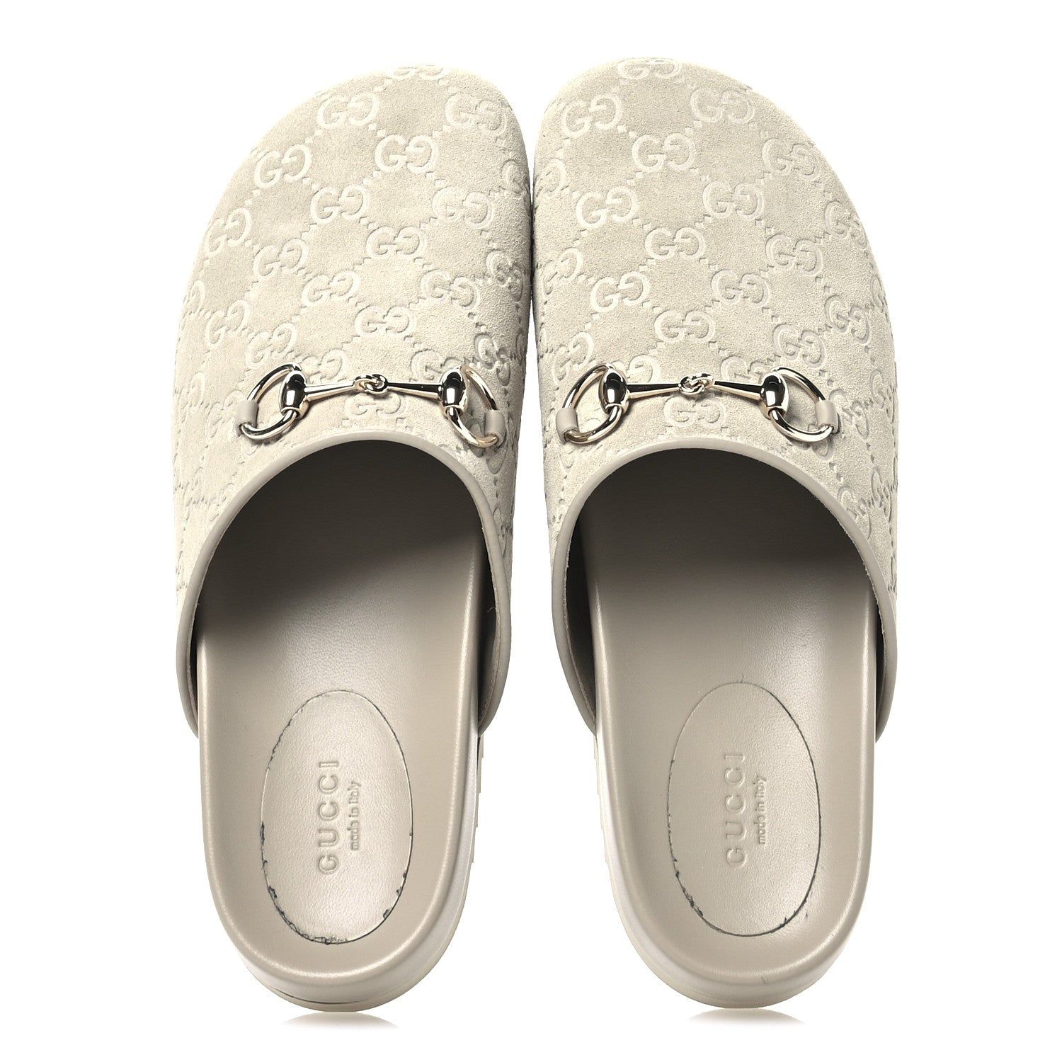 Gucci Luxury Suede Guccissima Miro Soft Womens Horsebit Slippers 39.5 Oatmeal 5 of 9
