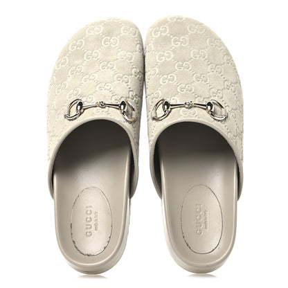 Gucci Luxury Suede Guccissima Miro Soft Womens Horsebit Slippers 39.5 Oatmeal 5 of 9