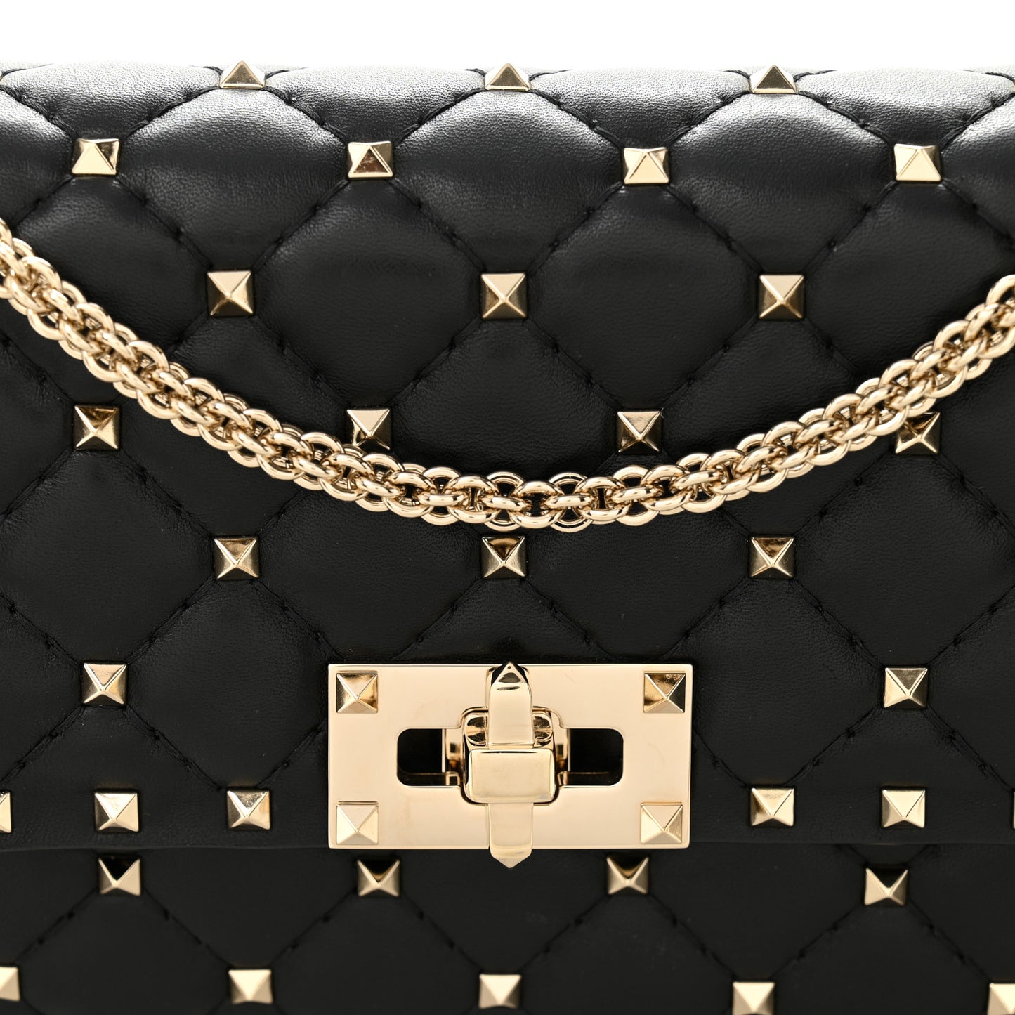 Nappa Rockstud Spike Wallet on Chain Black