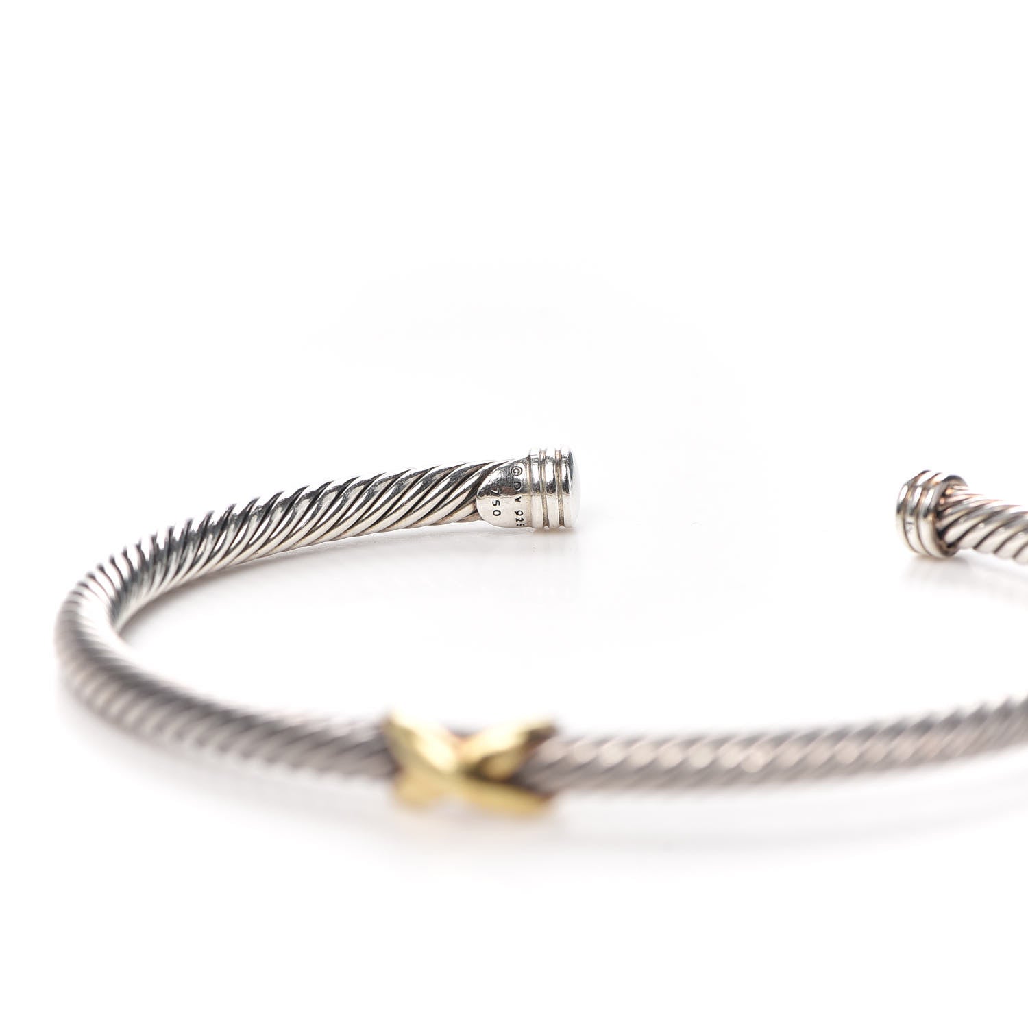 David Yurman Sterling Silver 18K Yellow Gold 4mm X Station Cable Bracelet 4 of 4