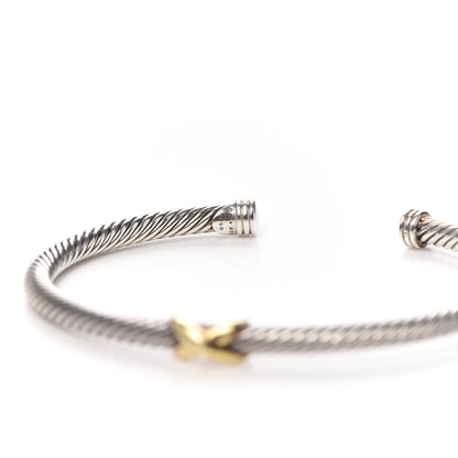David Yurman Sterling Silver 18K Yellow Gold 4mm X Station Cable Bracelet 4 of 4