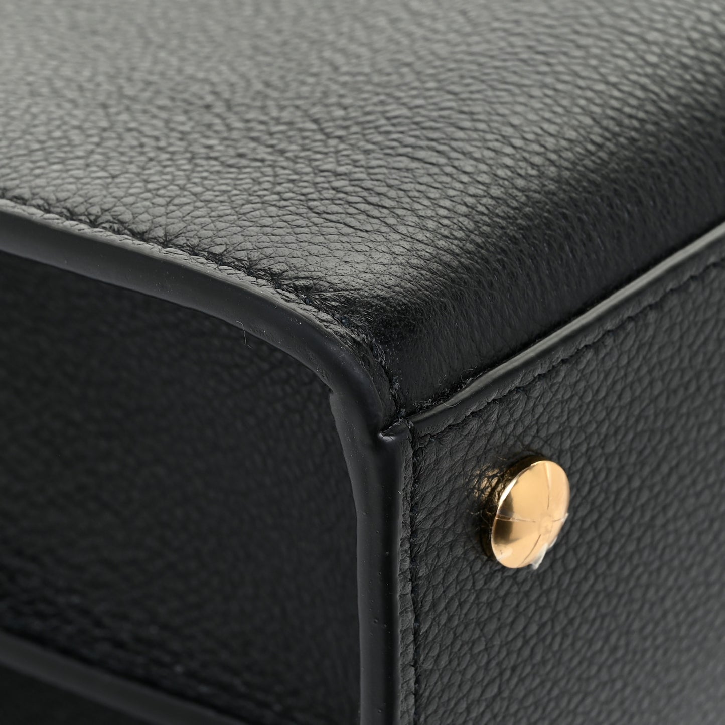 Grainy Calfskin Large Title Bag Black