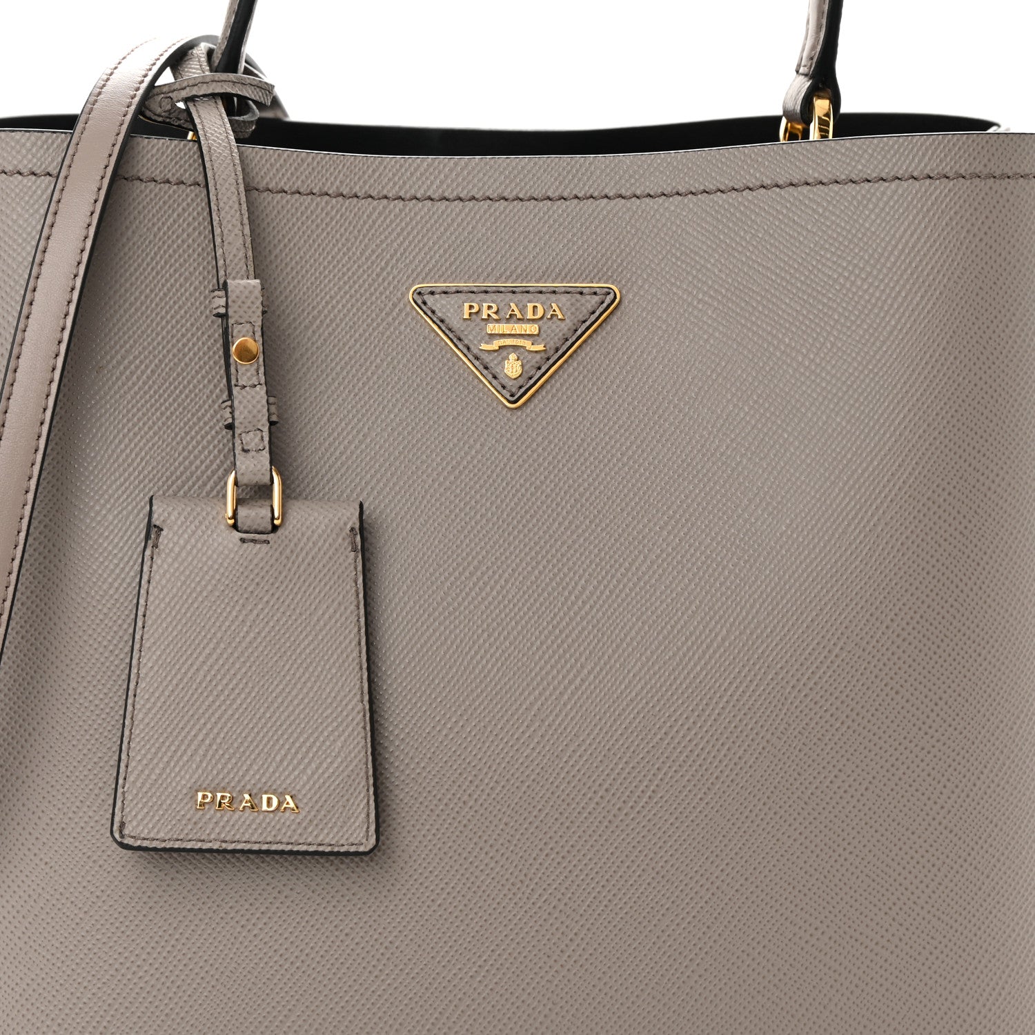 Prada Saffiano Cuir Medium Panier Bucket Bag Argilla Black 7 of 12