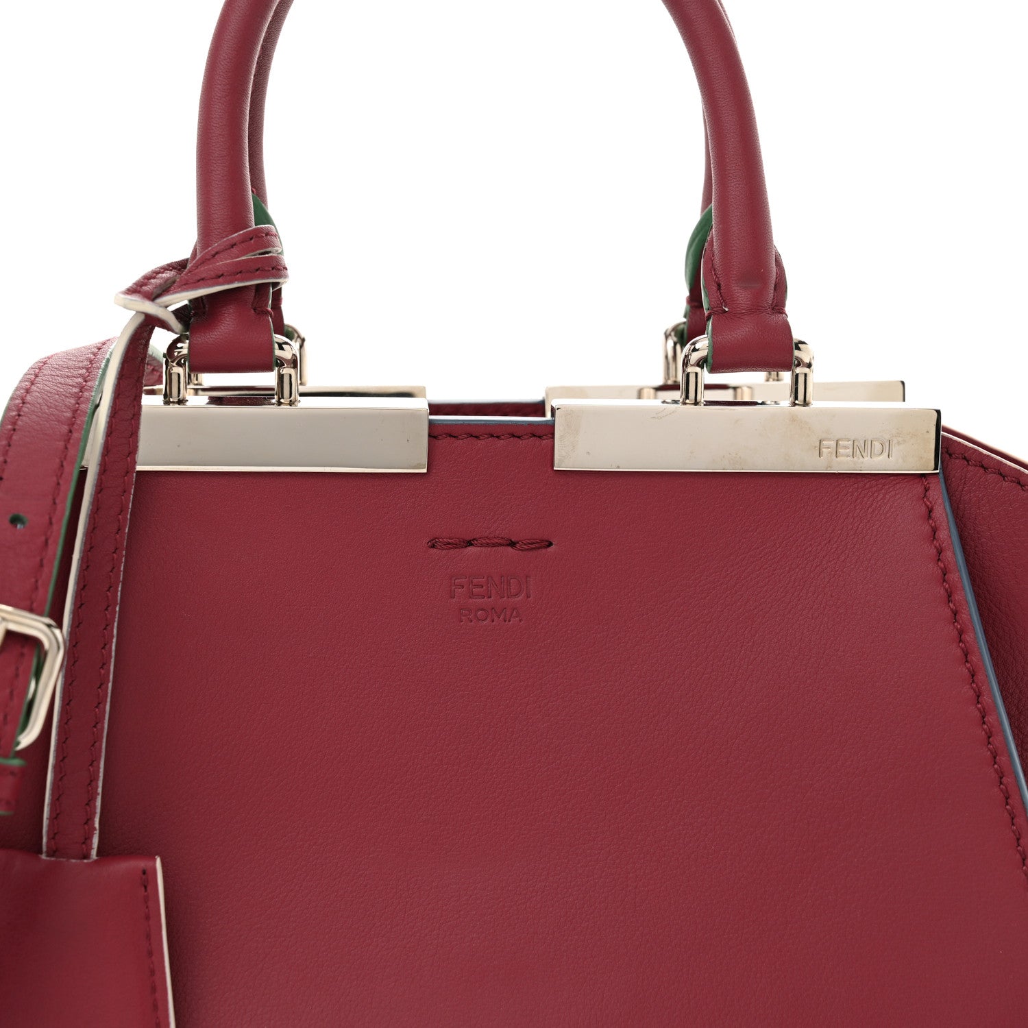 Fendi Vitello Dolce Mini 3jours Tote Black Cherry 1688153