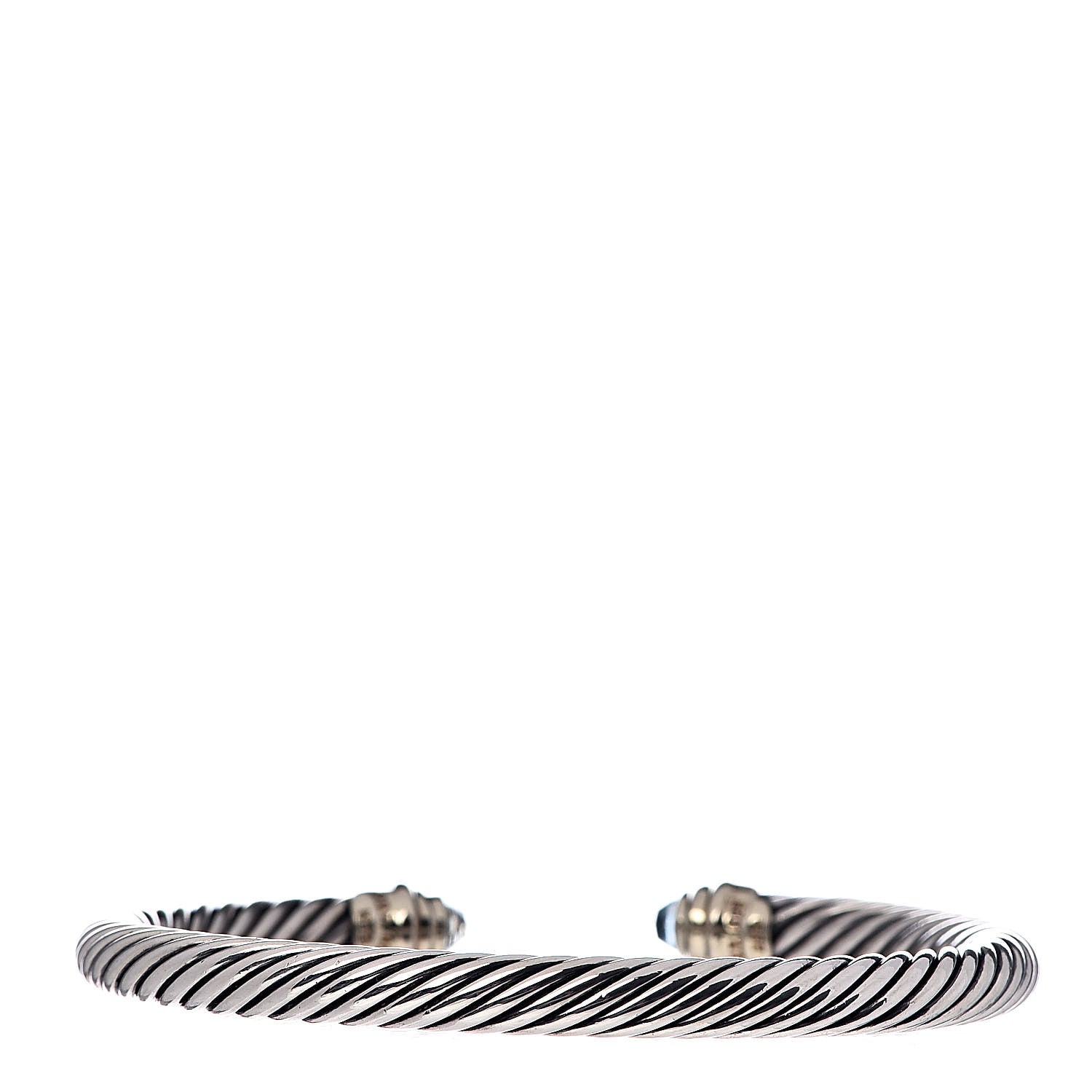 David Yurman Sterling Silver 14K Yellow Gold Blue Topaz 5mm Cable Classics Petite Color Bracelet 3 of 4