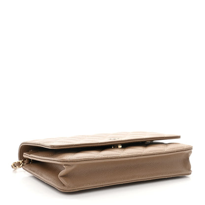 Chanel Caviar Quilted Wallet on Chain WOC Dark Beige 5 of 14