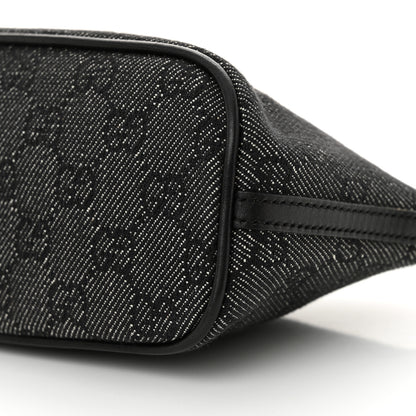 Gucci Denim Monogram Boat Pochette Black 10 of 11
