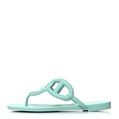 Hermes Rubber Womens Egerie Sandals 38 Vert Embrun 1 of 9