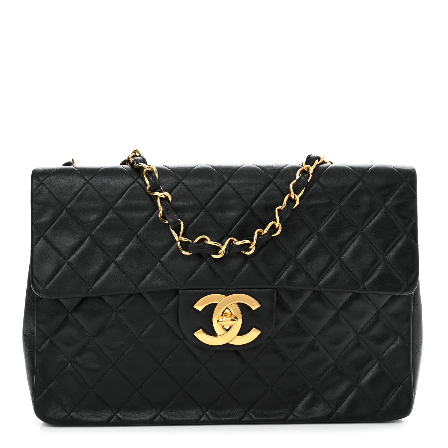 Chanel Lambskin Quilted XL Jumbo Single Flap Black 1 of 10
