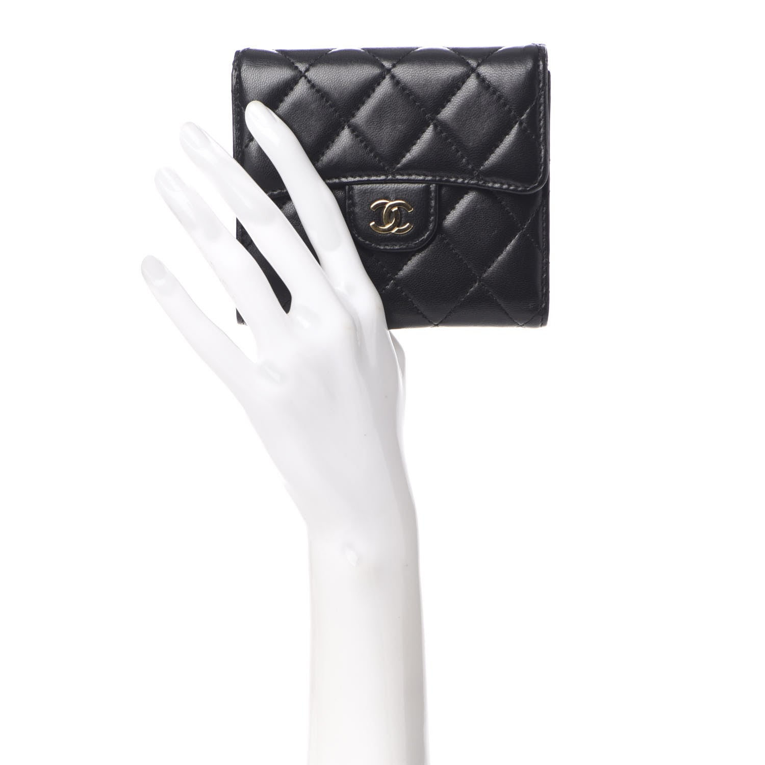 Chanel Lambskin Quilted Compact Flap Wallet Black 2 of 9