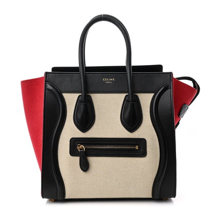 Celine Canvas Smooth Calfskin Micro Tri-Color Luggage Carmin 1 of 13