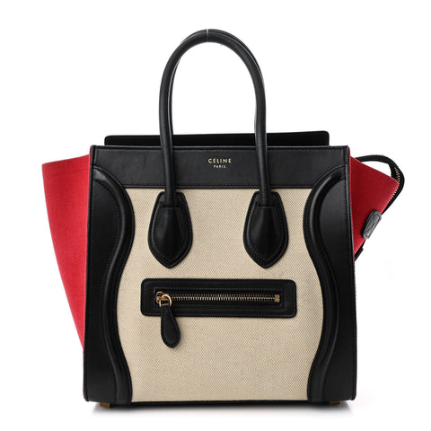 Canvas Smooth Calfskin Micro Tri-Color Luggage Carmin