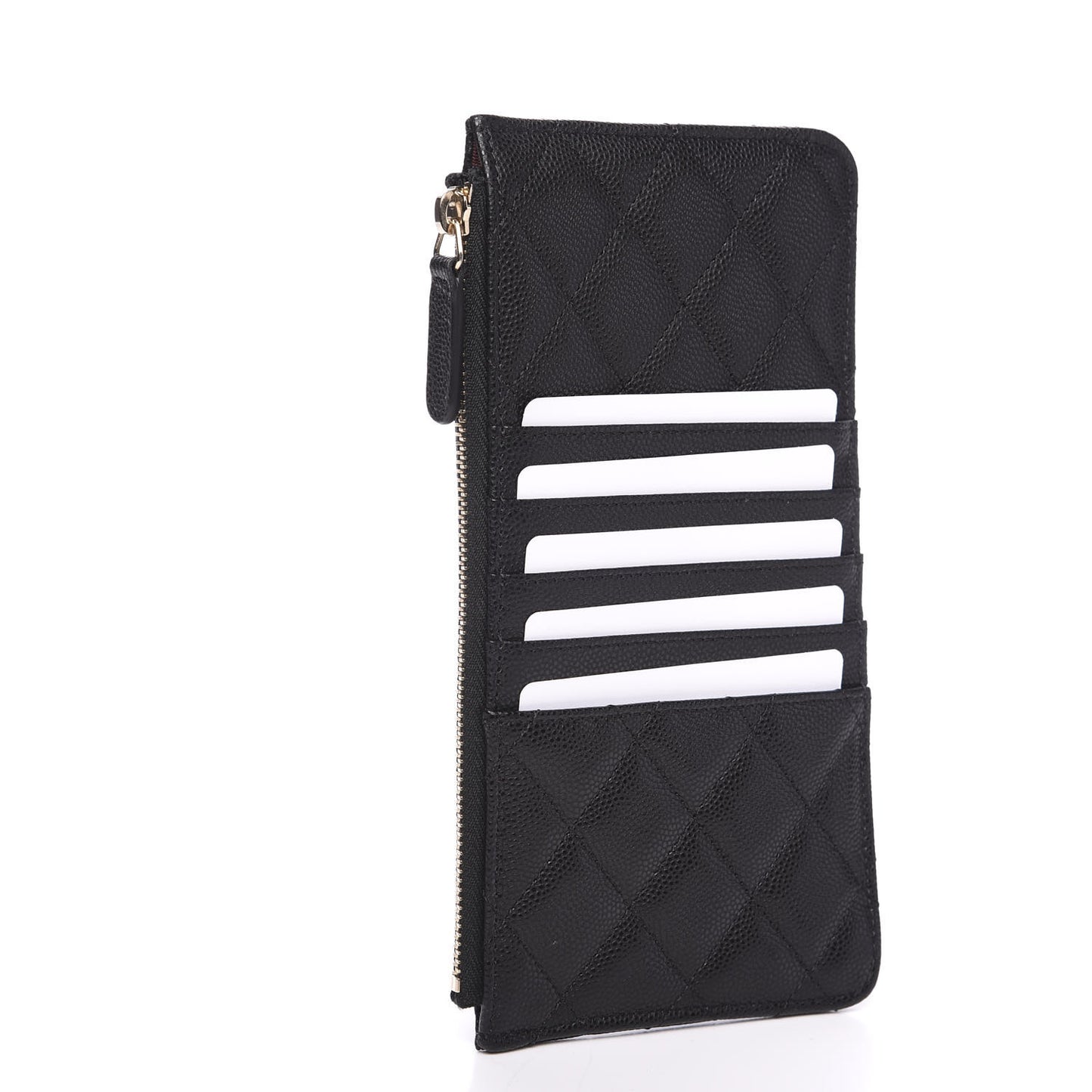 Caviar Quilted Classic Flat Wallet Pouch Black