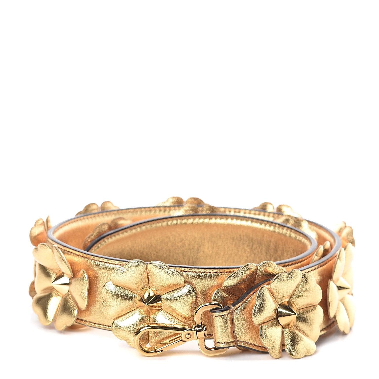 Fendi Vitello Catalan Mirror Flowerland Studded Strap You Gold 1 of 3