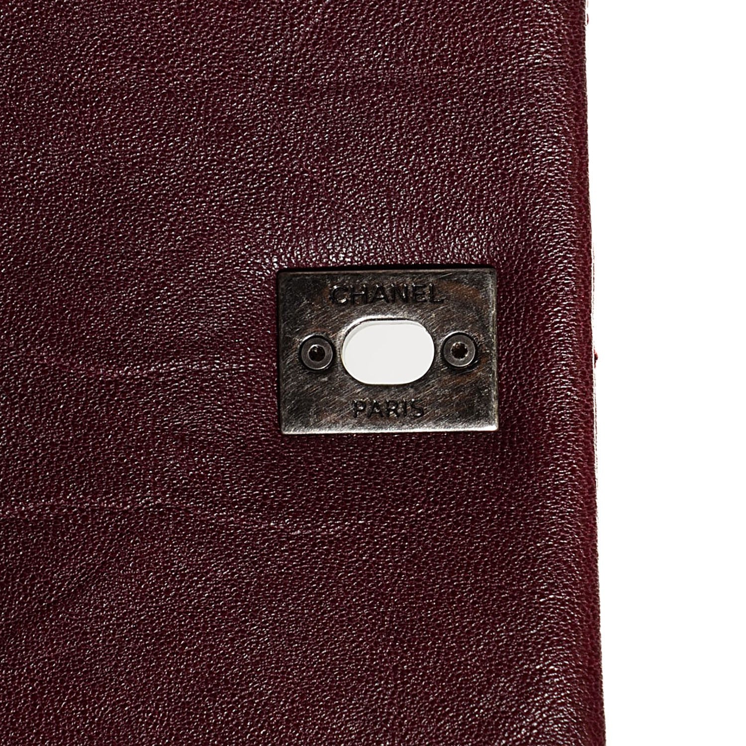 Chanel Goatskin Quilted Double Bag Flap Burgundy 9 of 9